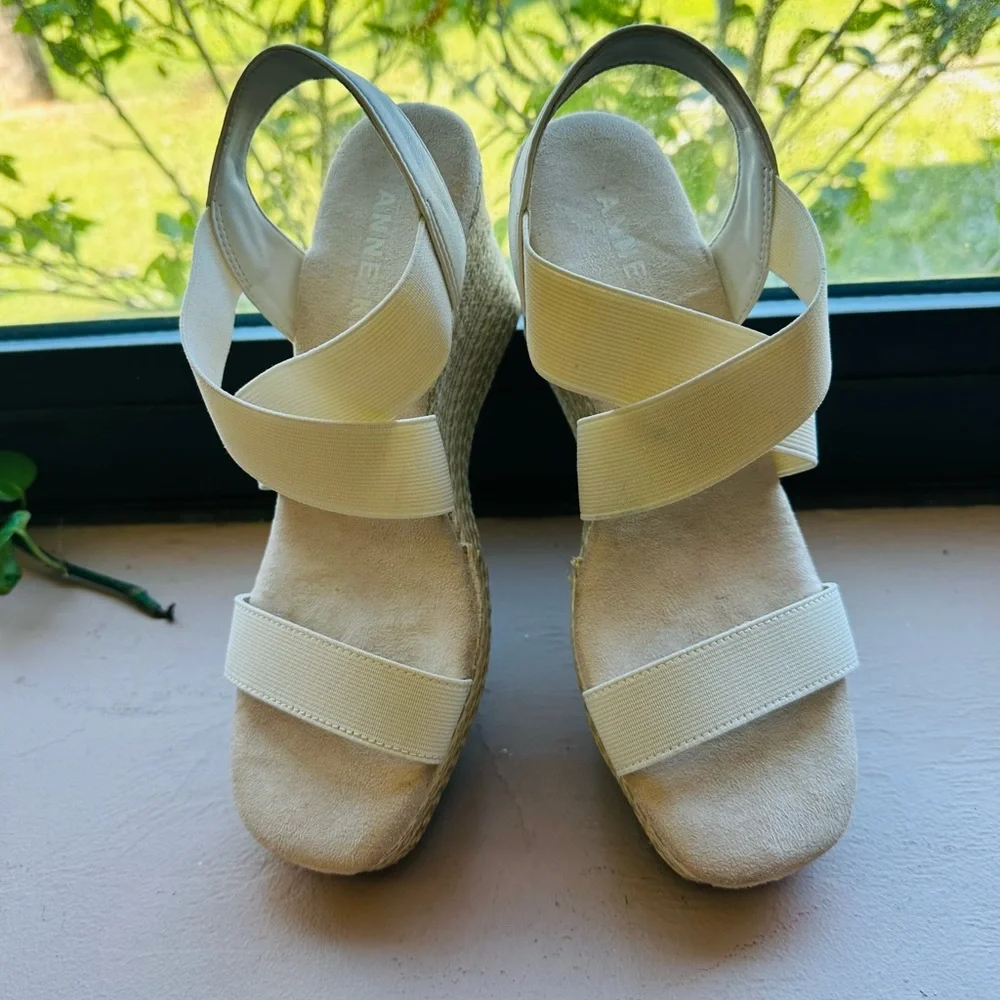 Anne Klein Women's Cream Espadrilles Wedge Spring Summer Sandals Size 7